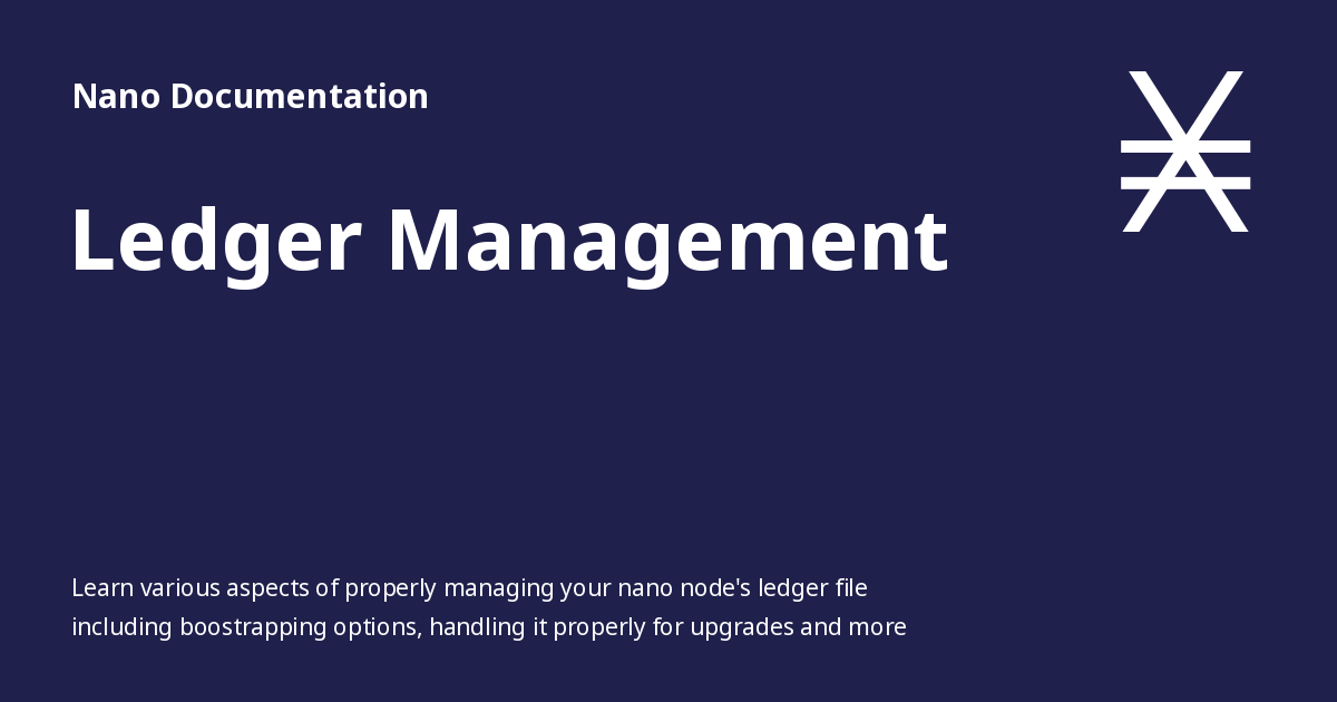 Ledger Management - Nano Documentation